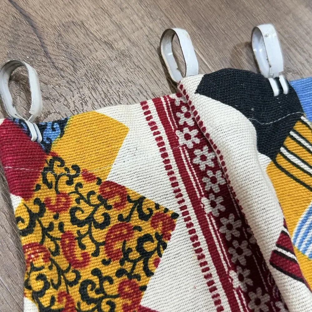 Set 2 Vintage 70s JC Penney Home Starburst Patchwork Cafe Curtains 30